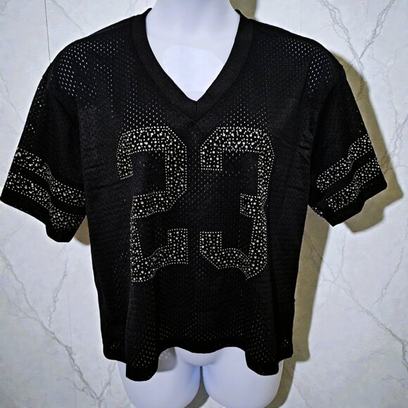 Like an Angel Size 1X, Short Sleeves Black 23 Rhinestone Jersey NWT - Picture 1 of 14